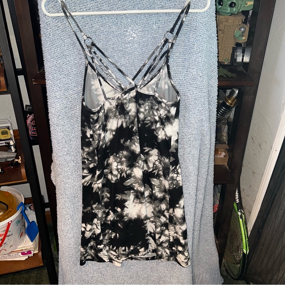 Strapy Black & White Tie-Dye Bodycon Mini Dress - Picture 3 of 3